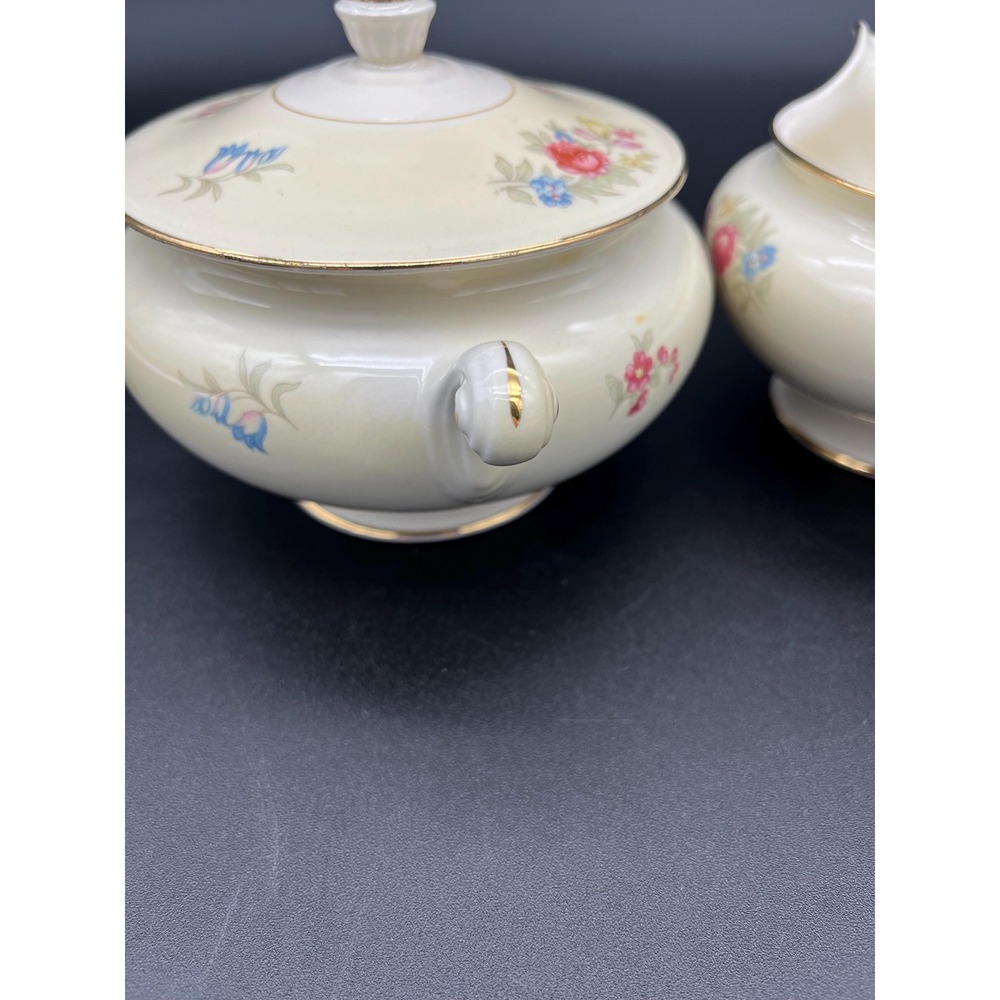 Creamer and Sugar Bowl Set Dresden Homer Laughlin Eggshell Nautilus - Picture 11 of 17